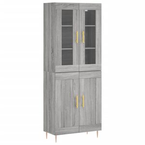 vidaXL Highboard gr&aring; sonoma 69,5x34x180 cm konstruert tre