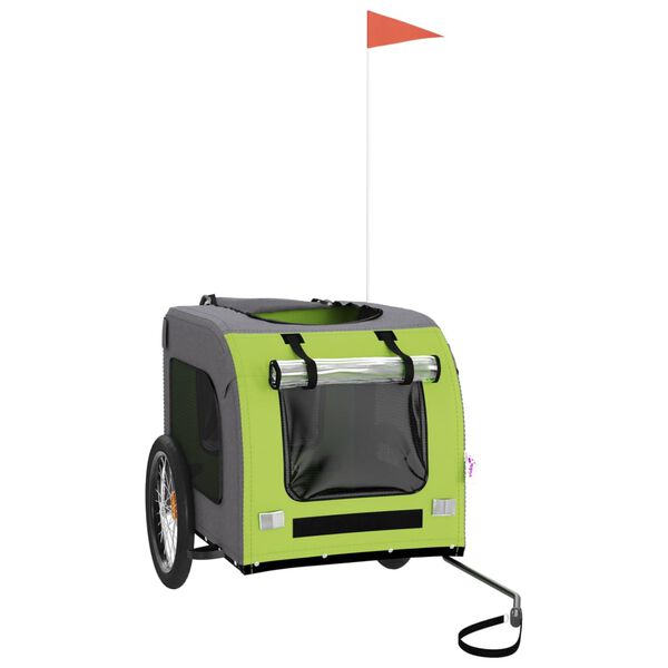 vidaXL Kj&aelig;ledyrsykkelhenger gr&oslash;nn og gr&aring; oxfordstoff og jern