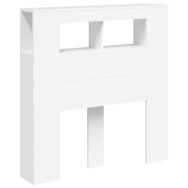 vidaXL Sengegavl med LED hvit 100x18,5x103,5 cm konstruert tre