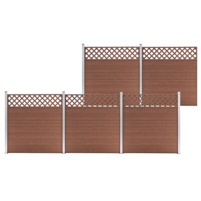 vidaXL Gjerdesett WPC 5 paneler firkantet 872x185 cm brun
