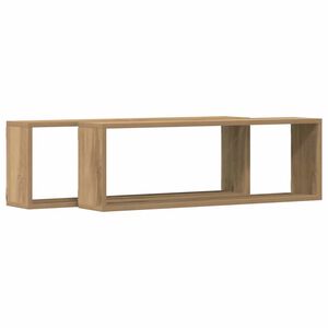 vidaXL Vegghylle 2 pcs H&aring;ndverks eik 80 x 15 x 26 cm Konstruert tre