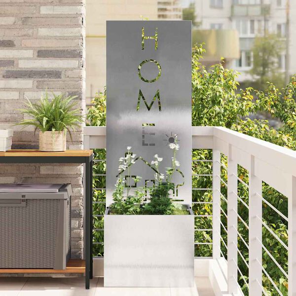 vidaXL Hageprivat skjerm Fretwork S&oslash;lv 50 x 140 cm Rustfritt st&aring;l