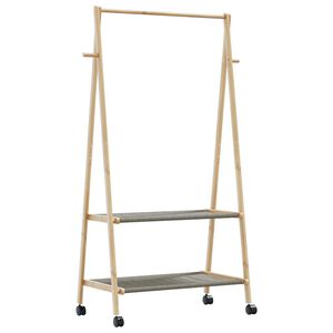 vidaXL Klesstativ med hyller og hjul 96x45,5x155,5 cm bambus