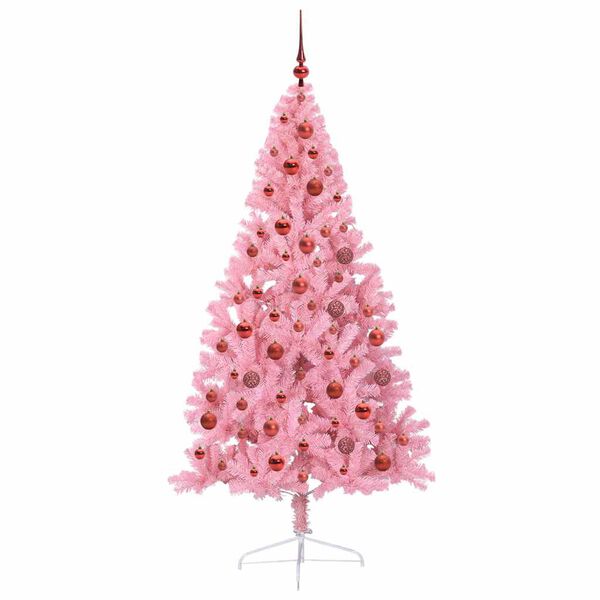 vidaXL Kunstig Forh&aring;ndsopplyst Juletre med 300 LED Rosa 180 cm PVC