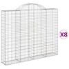 vidaXL Gabionkurver buede 8 stk 200x30x160/180 cm galvanisert jern