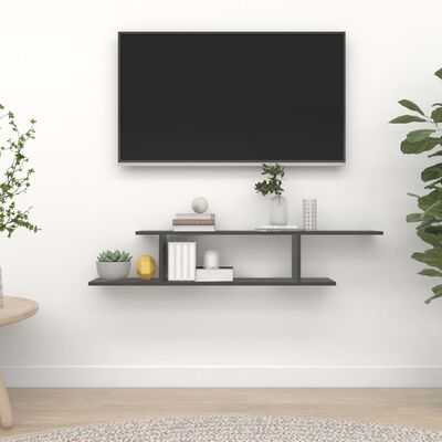 vidaXL Veggmontert TV-hylle grå 125x18x23 cm sponplate