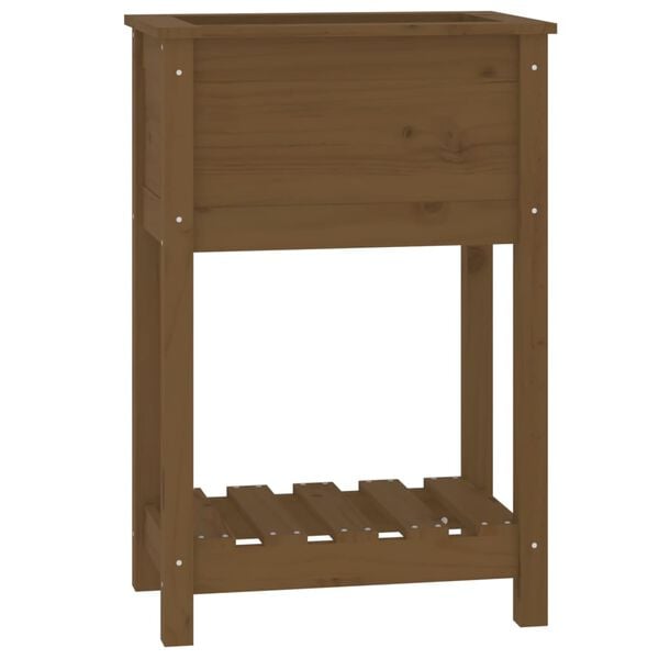 vidaXL Plantekasse med hylle honningbrun 54x34,5x81 cm heltre furu