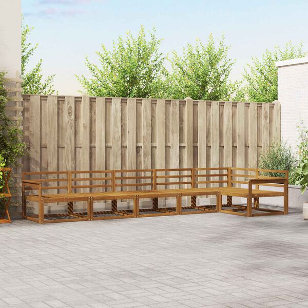 vidaXL Utend&oslash;rs sofa-sett 6 pcs Naturlig Solid akasietre