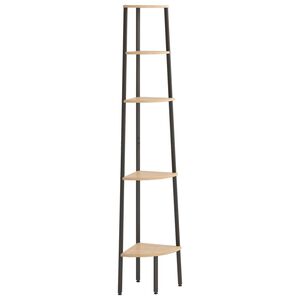 vidaXL Hj&oslash;rnehyller 5 etasjer lysebrun og svart 45,5x31,5x180 cm