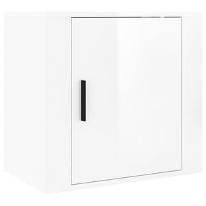 vidaXL Veggmontert nattbord h&oslash;yglans hvit 50x30x47 cm