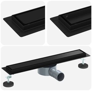 vidaXL Dusjdren 2-i-1 med 360&deg; Siphon Svart 50 cm Rustfritt St&aring;l 304