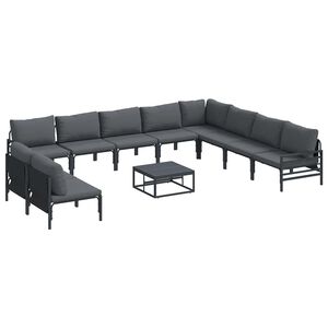 vidaXL Hagesofa Set 11 stk. Svart St&aring;l