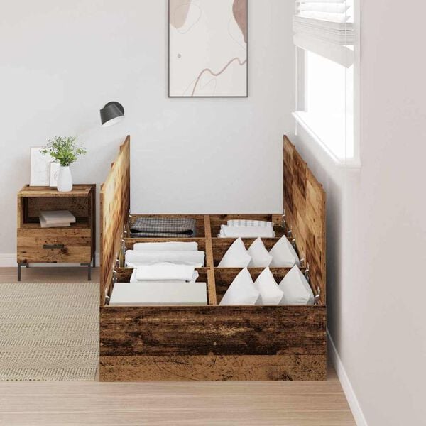 vidaXL Seng med lagring Gamle tre 70 x 190 cm Konstruert tre