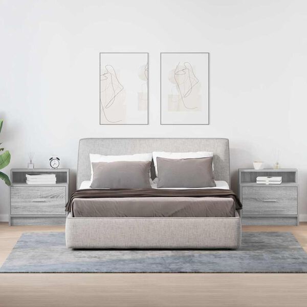 vidaXL Nattbord med skuff 2 stk gr&aring; sonoma 51x31x47 cm