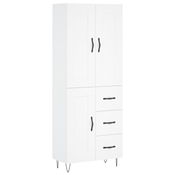 vidaXL Highboard hvit 69,5x34x180 cm konstruert tre