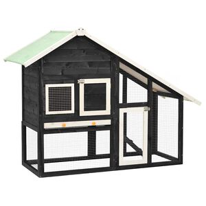 vidaXL Kaninbur gr&aring; og hvit 140x63x120 cm heltre gran