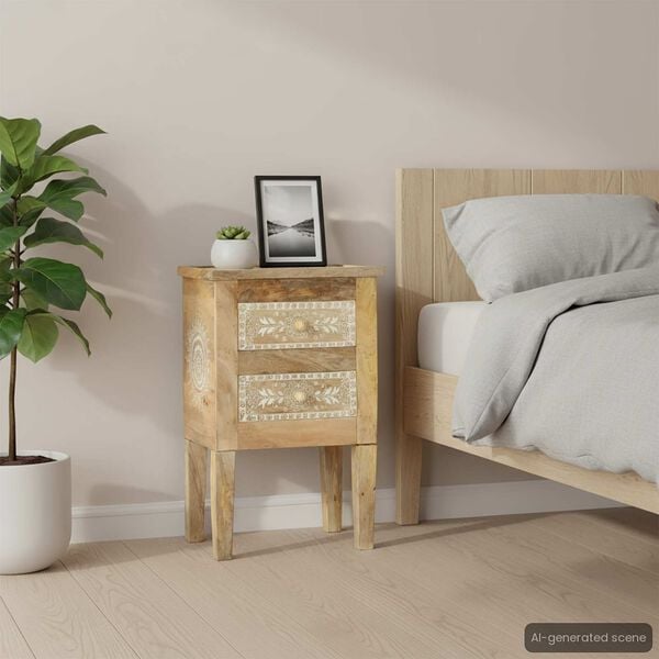 vidaXL Håndmalt nattbord 40x30x60 cm heltre mango