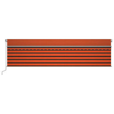 vidaXL Manuell uttrekkbar markise med persienne LED 6x3 m oransje brun