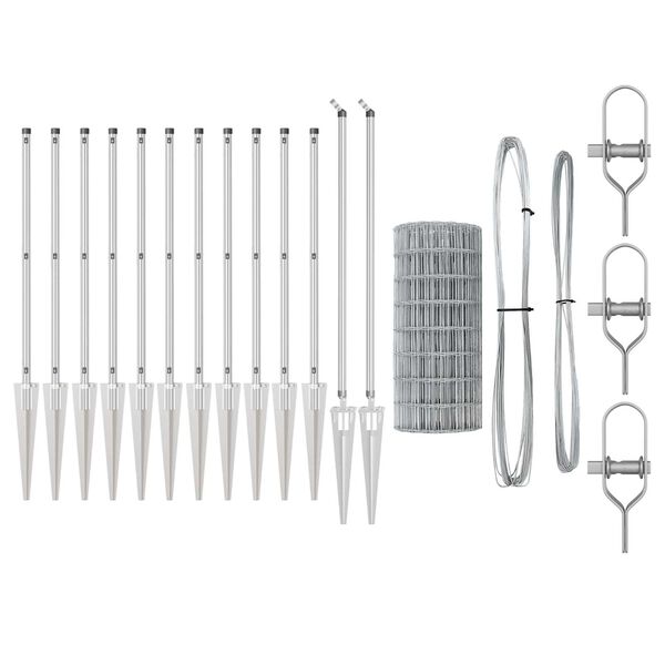 vidaXL Gjerde med stolpe s&oslash;lv 1 x 10 m St&aring;l