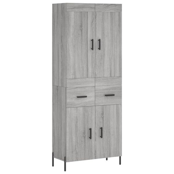 vidaXL Highboard gr&aring; sonoma 69,5x34x180 cm konstruert tre
