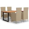 vidaXL Utend&oslash;rs spisestue med puter 5 deler polyrotting beige
