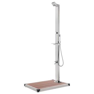 vidaXL Hagedusj med brunt dusjbrett 225 cm rustfritt st&aring;l