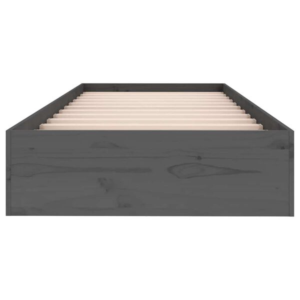 vidaXL Sengeramme gr&aring; heltre 75x190 cm Small Single