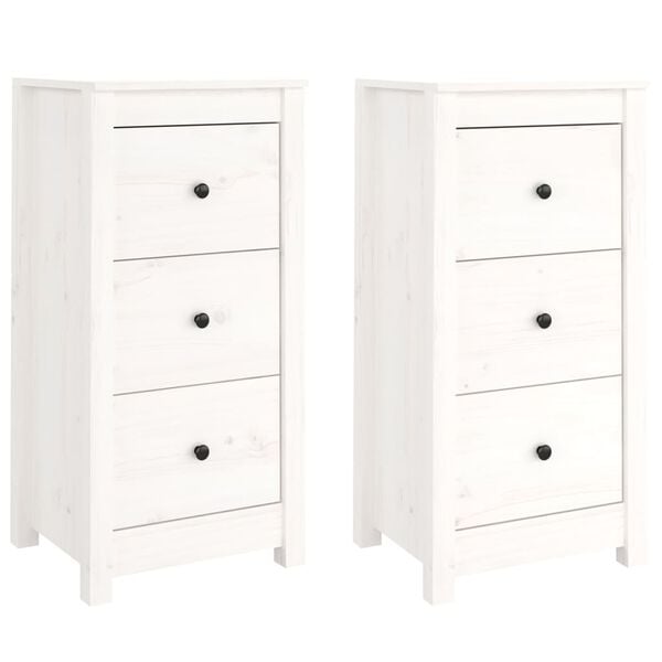 vidaXL Skjenker 2 stk hvit 40x35x80 cm heltre furu