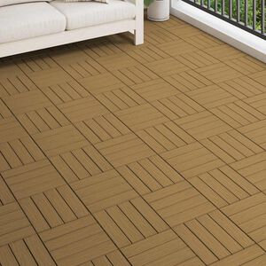 vidaXL Terrassebord 11 stk dyppreget WPC 30x30 cm 1 kvm teak