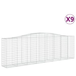 vidaXL Gabionkurver buede 9 stk 400x50x120/140 cm galvanisert jern