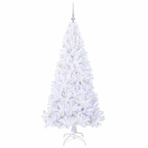 vidaXL Kunstig juletre med 300 LED med stativ Hvit 180 cm PVC og stål