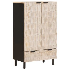 vidaXL H&oslash;yskap Hvit Vask Finish 60 x 33 x 100 cm Massiv mango tre
