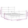vidaXL Sengeramme i metall med hode- og fotgavl hvit 140x200 cm