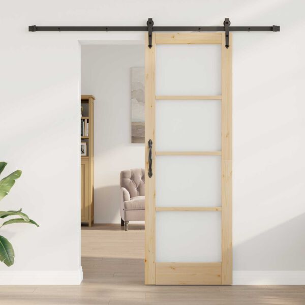 vidaXL Skyvedør ORKDAL Naturlig 73,5 x 211 cm Massivt furutre og glass