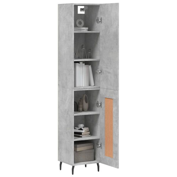 vidaXL Highboard betonggr&aring; 34,5x34x180 cm konstruert tre