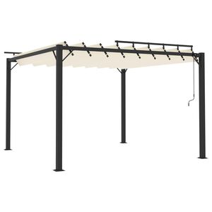 vidaXL Paviljong med lamelltak 3x3 m kremhvit stoff og aluminium