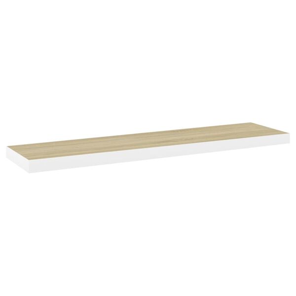 vidaXL Flytende vegghyller 4 stk eik og hvit 90x23,5x3,8 cm MDF