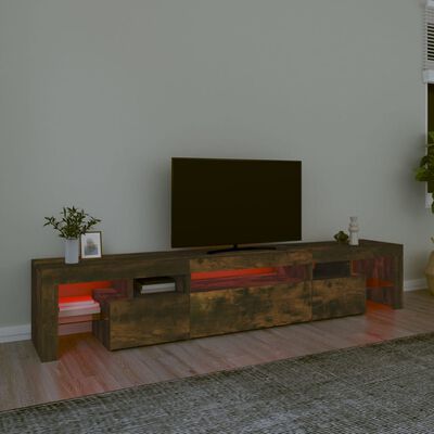 vidaXL TV-benk med LED-lys røkt eik 215x36,5x40 cm