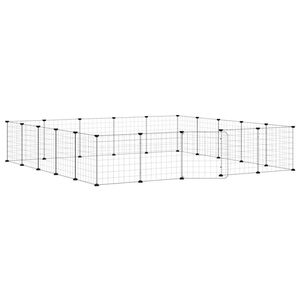 vidaXL Dyrebur 20 paneler med d&oslash;r svart 175x175x35 cm st&aring;l