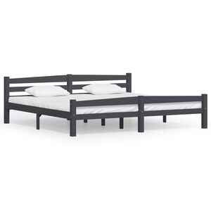 vidaXL Sengeramme m&oslash;rkegr&aring; heltre furu 200x200 cm