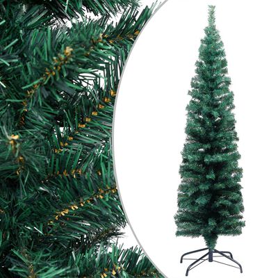 vidaXL Forhåndsbelyst kunstig juletre med stativer grønn 150 cm PVC