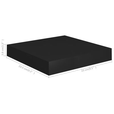 vidaXL Flytende vegghyller 2 stk svart 23x23,5x3,8 cm MDF