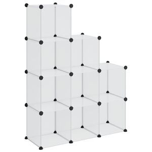 vidaXL Oppbevaringshylle med 9 kuber gjennomsiktig PP