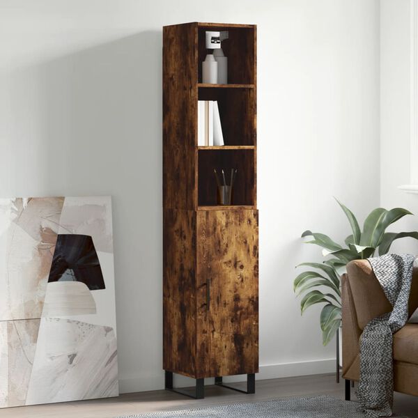 vidaXL Highboard r&oslash;kt eik 34,5x34x180 cm konstruert tre