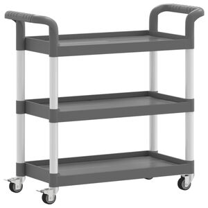 vidaXL Tralle 3 hyller gr&aring; 77x34x72 cm aluminium