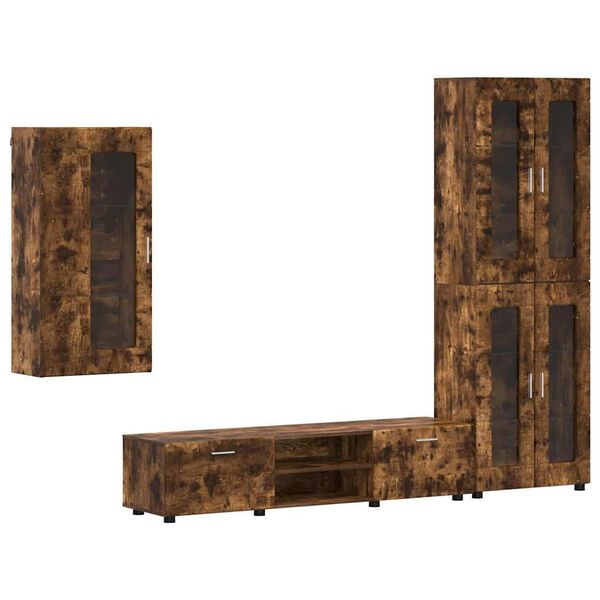 vidaXL TV-benksett med skuff med hylle FLORIN R&oslash;kt eik Konstruert tre