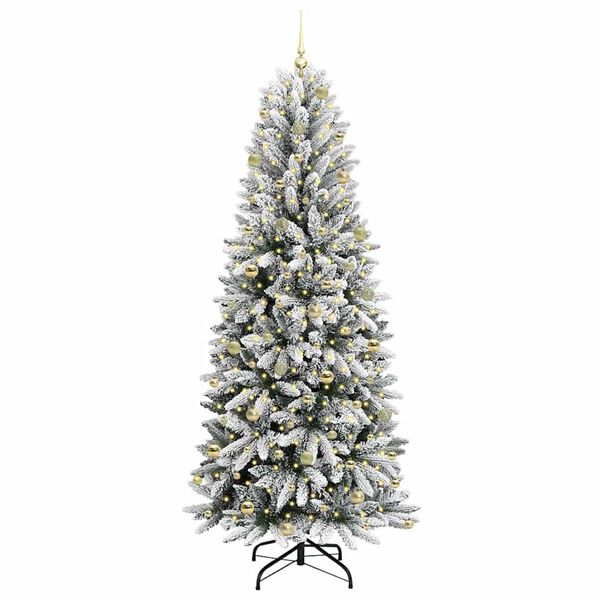 vidaXL Kunstig juletre med 300 LED Hvit 240 cm PVC, plast, st&aring;l og PE