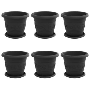 vidaXL Plantepotter 6 pcs Svart &Oslash; 26 x 21.5 cm Plast