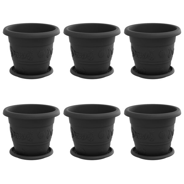 vidaXL Plantepotter 6 pcs Svart &Oslash; 26 x 21.5 cm Plast