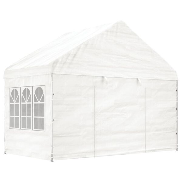vidaXL Paviljong med tak hvit 8,92x4,08x3,22 m polyetylen